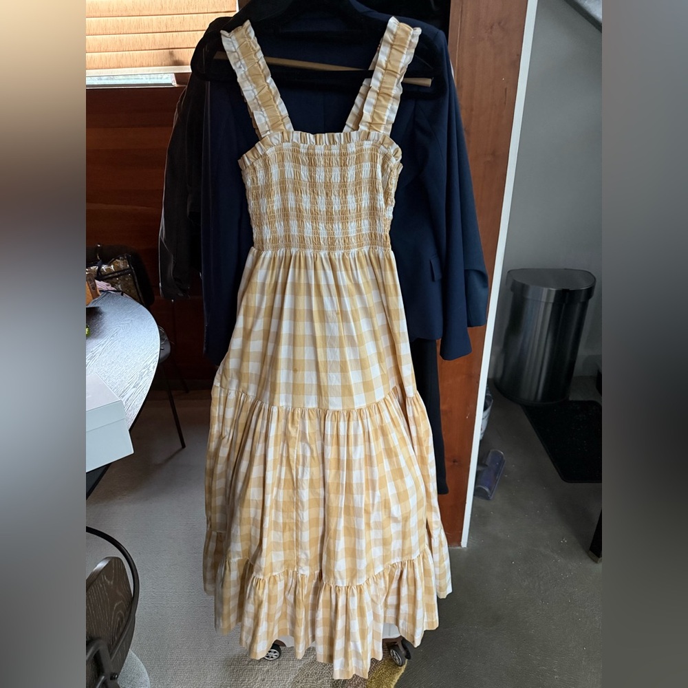 Abercrombie & Fitch Yellow Checkered Maxi Dress
